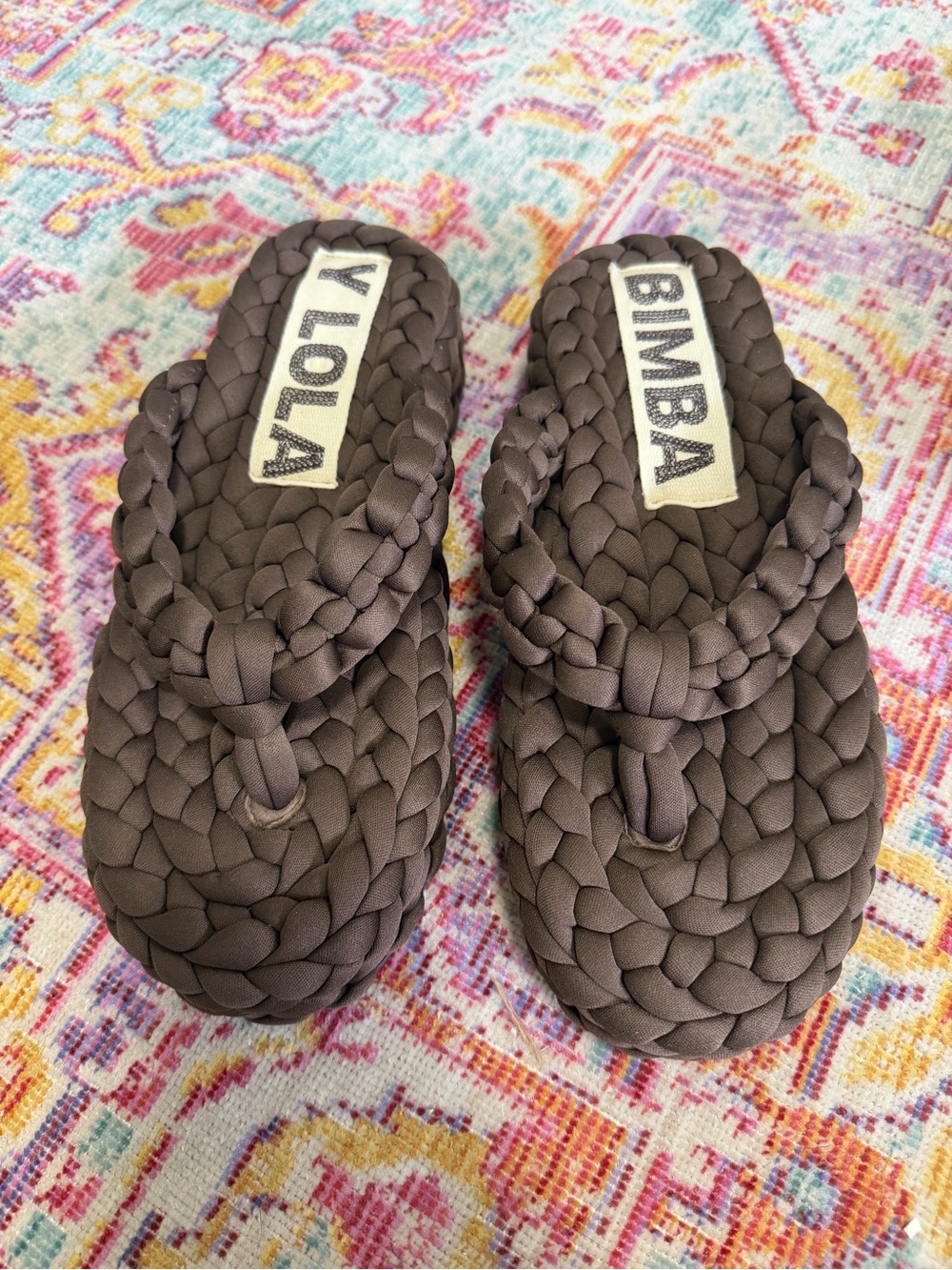 Bimba & Lola Woven Brown Women's Sandal - Braided Toe-Post Slide